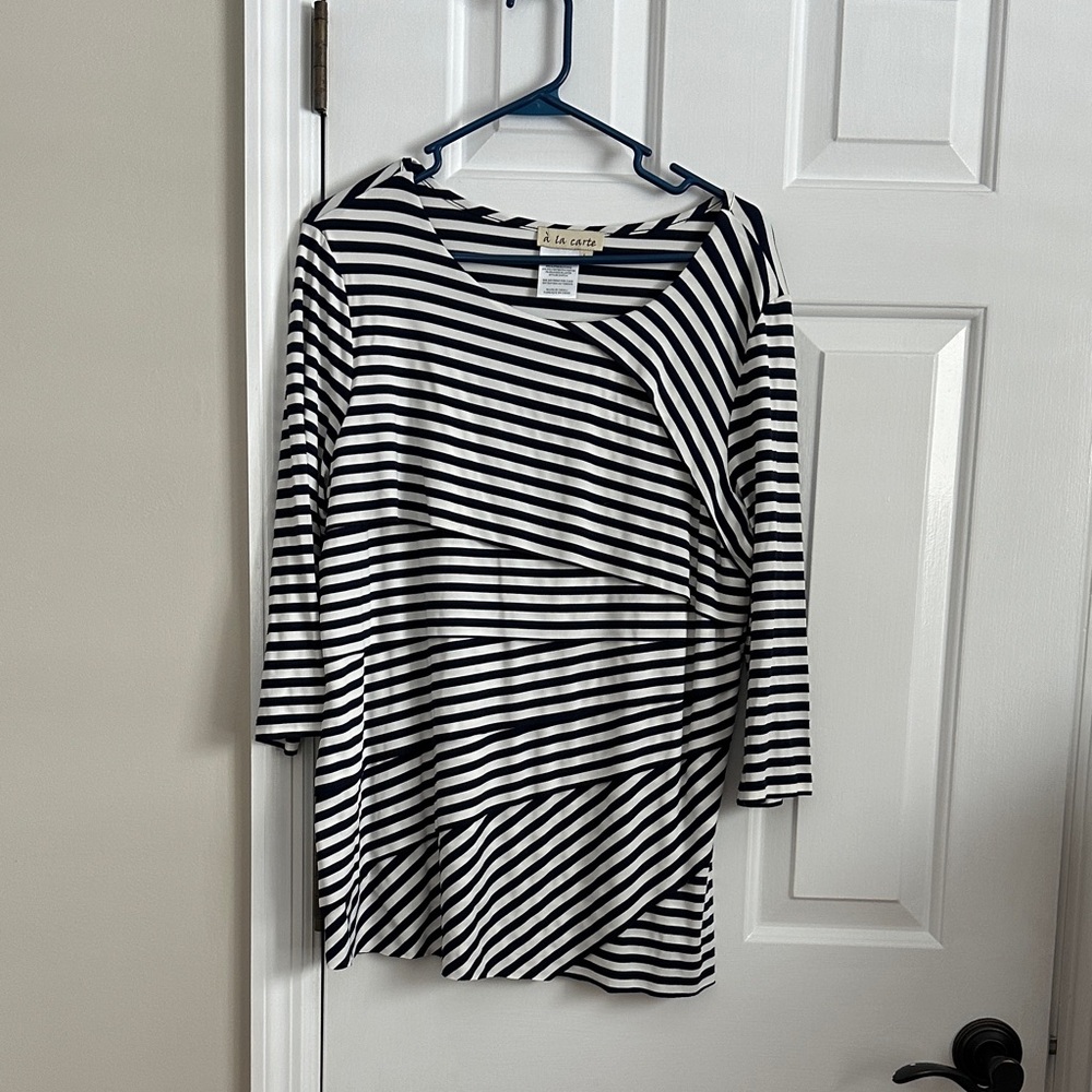 LA Lady Black and White Striped Women's Tunic